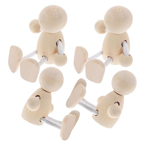 DOITOOL 4 Stück Holzspielzeug Falschgeld Mini gefälscht kleine Puppen Menschen Holzfiguren für Malerei Holzfiguren Bastelset Holzfiguren für Heimdekoration Peg-Puppe DIY Holzpuppe von DOITOOL