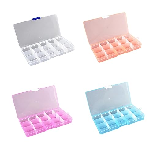 DOITOOL 4 Stück Kunststoff Schmuckaufbewahrungsbox mit Abnehmbaren Verstellbaren Fächern Transparent für Ohrringe Ringe und Miniartikel Boxen von DOITOOL