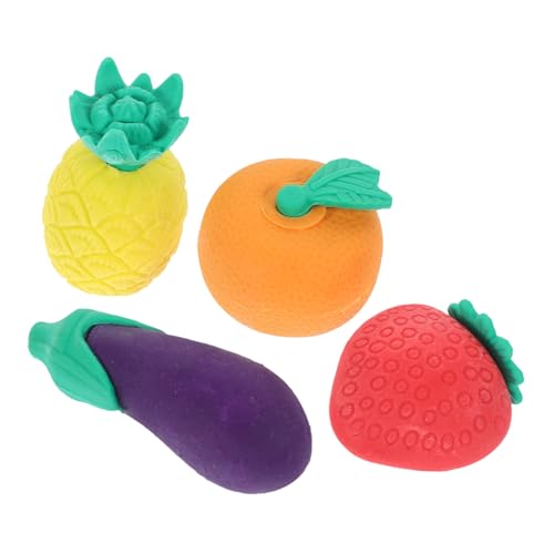 DOITOOL 4 Stück Obst- und Gemüsegummi schreibwaren süßes stationäres Radiergummis für Obst und Gemüse kleine Radiergummis Mini-Obst-Radierer Essen Radiergummi Mini-Radierer von DOITOOL
