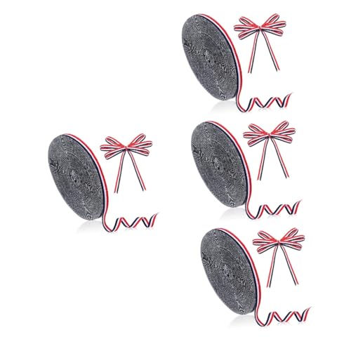 DOITOOL 4 Stück Polyester Band Breit Tricolor Rot Weiß Blau Streifenband für Geschenkverpackung Hochzeit Dekoration Basteln Vielseitig Verwendbar von DOITOOL