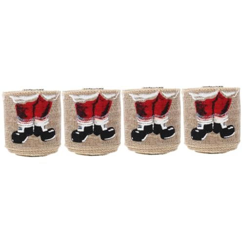 DOITOOL 4 Stück Premium Leinenschleifen Geschenkband Weihnachtsband für DIY Schleifen Basteln Farbenfrohes Langlebiges Weihnachtsdeko-band mit Glatter Oberfläche für Geschenkverpackung und von DOITOOL