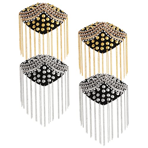 DOITOOL 4 Stück Schulterepauletten Punk Quasten mit Nieten Schulter Schmuck für Männer Kostüm Zubehör Gold Silber für Partys und Bühnenauftritte von DOITOOL
