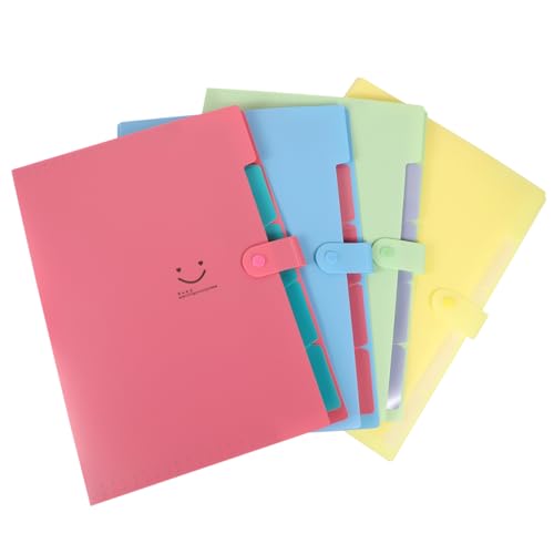 DOITOOL 4 Stück Teiliges Fächermappen mit Mehrlagigem Erweiterbarem Aktenordner Kunststoff Flexibel Verschließbar mit Tragegriff und Beschriftung für Büro Schule und Zuhause von DOITOOL
