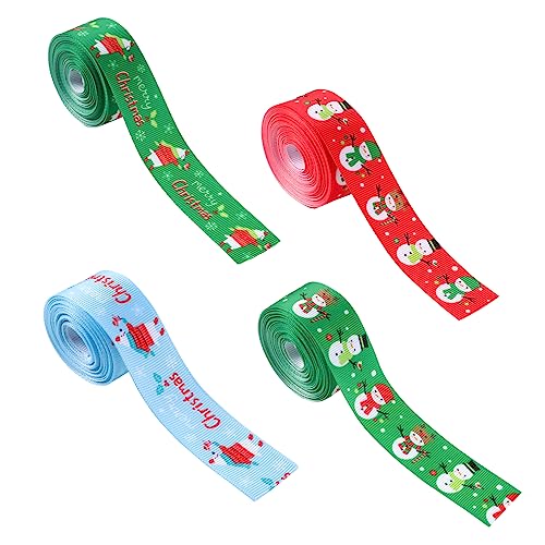 DOITOOL 4 Stück Teiliges Weihnachts Geschenkband pro Hochwertige Stoffbänder in Verschiedenen Farben zum Basteln Schleifen Binden DIY Dekoration für Geschenke und Weihnachtsbaum von DOITOOL