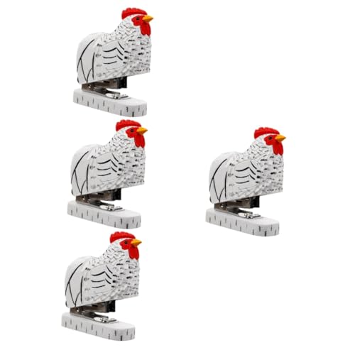 DOITOOL 4 Stück Tierischer Hefter aus Holz Kreativer Hühner Hefter für Büro Handgefertigtes Deko Accessoire und Bürozubehör Wiederverwendbar von DOITOOL