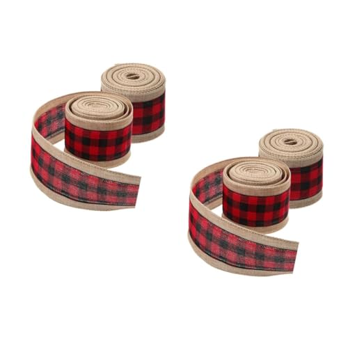 DOITOOL 4 Stück Weihnachtliches Teiliges Imitat Leinenband Rot Schwarz Dekoratives Geschenkband Strapazierfähiges DIY Schleifenband für Weihnachtsbaum und Geschenkverpackungen DOITOOL 4 Stück Weihnachtliches Teiliges Imitat Leinenband Rot Schwarz Dekoratives Geschenkband Strapazierfähiges DIY Schleifenband für Weihnachtsbaum und Geschenkverpackungen von DOITOOL