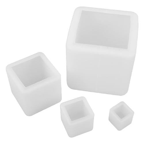 DOITOOL 4 Stück quadratische Würfel-Silikonformen für Epoxidharz, transparente quadratische Silikonformen für Harzguss, 4,17, 2,71, 1,65 Zoll, 1,18 Zoll von DOITOOL