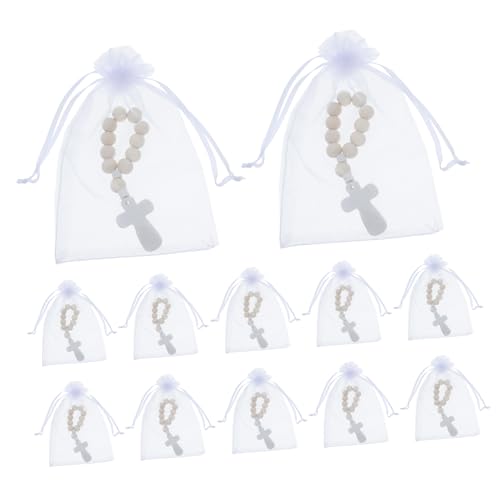 DOITOOL 40 Sätze Segensperlen-Set rosenkranz Kreuz Armband christliche Partygeschenke Rosenkränze in großen Mengen Gefälligkeiten kreuzen Taufe gefallen Gittergewebe von DOITOOL
