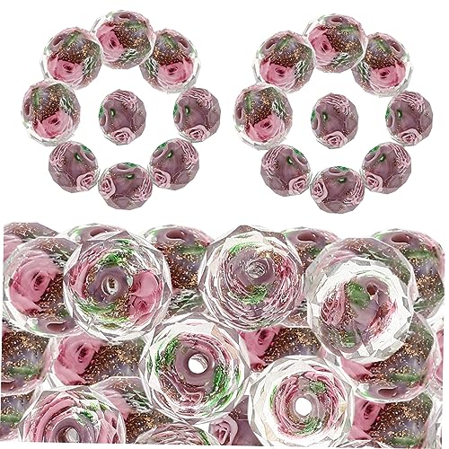 DOITOOL 40 Stück Diy Perlen Blumenmuster Charms und Glasperlen für Armband und Schmuckherstellung für Bastelprojekte mit Lochdesign für Einfaches Auffädeln DOITOOL 40 Stück Diy Perlen Blumenmuster Charms und Glasperlen für Armband und Schmuckherstellung für Bastelprojekte mit Lochdesign für Einfaches Auffädeln von DOITOOL