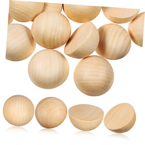 DOITOOL 40 Stück Holzkugeln Dekorative Lindenholzmaterialien Bastelkugeln Halbkugeln Zum Basteln Holzkugeln Zum Basteln Halbe Holzkugeln Holzperlen Holzkugeln Zum Basteln Runde von DOITOOL