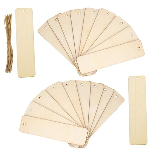 DOITOOL 40 Stück Teiliges Holz Lesezeichen Natürliche Blanko DIY Bookmarks mit Glatten Kanten Rechteckige Holzanhänger für Malen Graffiti Weihnachtsdekoration Robuste Unvollendete von DOITOOL