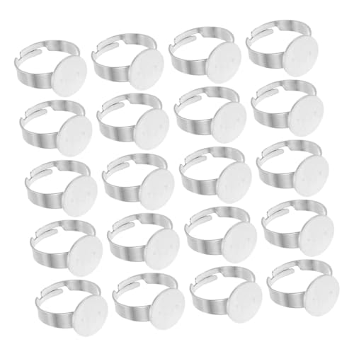 DOITOOL 40 Stück Teiliges Ringrohlinge Flache Runde Ringsettings für Schmuckherstellung Damen Verstellbare Ringe Basen mit Lünette für DIY Cabochons und Edelsteine von DOITOOL