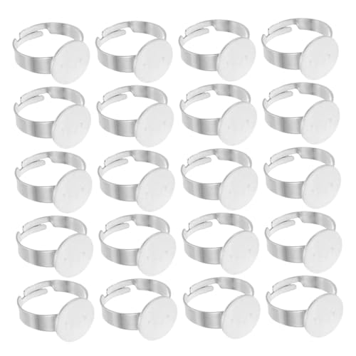 DOITOOL 40 Stück Teiliges Ringset Verstellbare Cabochon Ringbasis Flaches Rundes Lünettetablett Finger Ring für DIY Schmuckherstellung und Basteln von DOITOOL