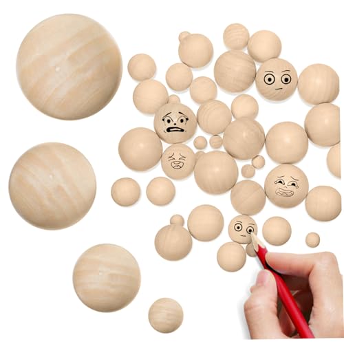 DOITOOL 40 Stück Teiliges Runde Holzperlen Naturfarben ohne Bohrung Solide Bastelkugeln für DIY Schmuck Heimdekoration und Holzkunst Unvollendete Holzrundlinge zum Bemalen und Gestalten DOITOOL 40 Stück Teiliges Runde Holzperlen Naturfarben ohne Bohrung Solide Bastelkugeln für DIY Schmuck Heimdekoration und Holzkunst Unvollendete Holzrundlinge zum Bemalen und Gestalten von DOITOOL
