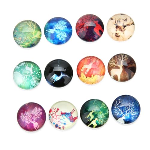 DOITOOL 40 Stück Teiliges Runde Patches mit Hirschmotiv Kreative DIY Schmucksteine für Schmuckdesign Uhr und Dekorationsanwendungen Langlebige Cabochons in Gemischten Farben von DOITOOL