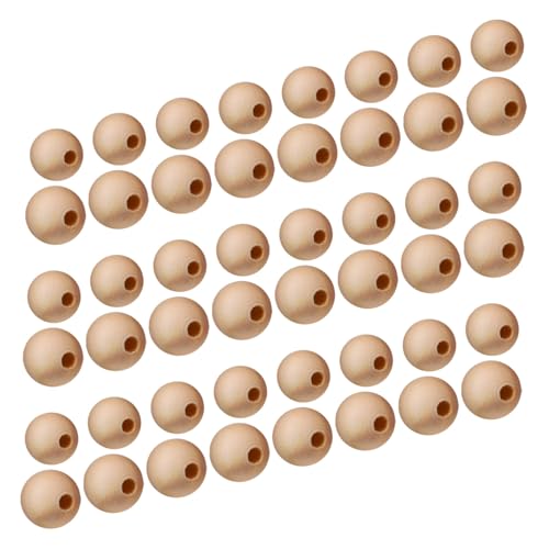 DOITOOL 400 Stück Handbestickt runde Holzperlen runde lose Holzperlen handgefertigte lose Perlen natürliche Perlen für Handwerk natürliche unbehandelte hölzern Beige von DOITOOL