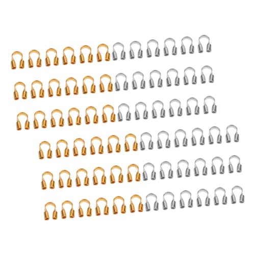 DOITOOL 400 Stück U Förmige Kupfer Drahtschutz Schmuckzubehör für Halsketten Armbänder Ohrringe DIY Schmuckherstellung Fadenschutz Perlenset Metall Endkappen Gold Silber von DOITOOL