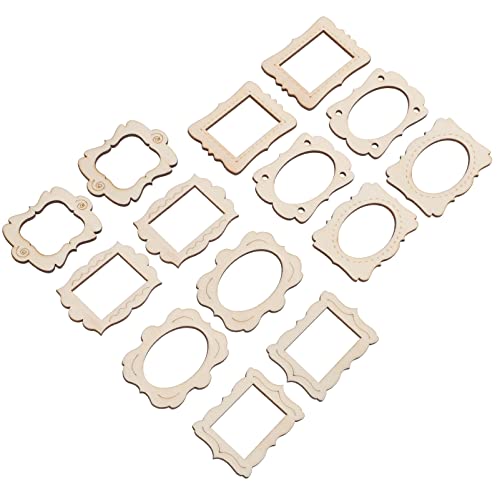 DOITOOL 40Stücke Holzrahmen DIY Zubehör Hölzerne Fotorahmenform Chips Ausgehöhlte Bilderrahmen Unvollendete Holz Deko für Kreative Projekte Geeignet für Kamin Wand und Mehr von DOITOOL