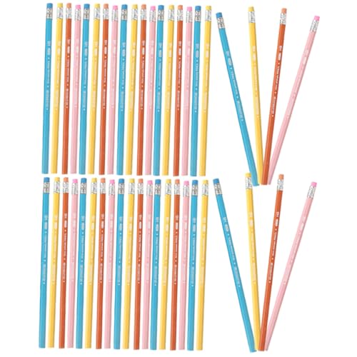 DOITOOL 48 Stück Holzstifte mit Radiergummi Sechseckige Buntstifte für Schreiben und Zeichnen für Schule Büro und Zuhause von DOITOOL
