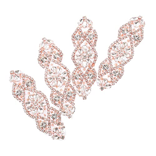 DOITOOL 4Stücke Strass Applikationen Für Gürtel Handgefertigte Rhinestone Patches Für Brautkleider Und Abendkleider Glänzende Dekoration Für Hochzeiten Und DIY Nähprojekte Roségold von DOITOOL