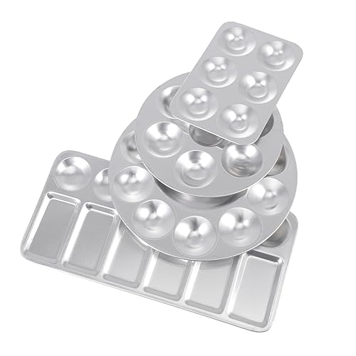 DOITOOL 4Stücke Teiliges Farbschale Aluminium Runde und Rechteckige Palettenschalen für Aquarell und Ölgemälde für Künstler und Bastelprojekte DOITOOL 4Stücke Teiliges Farbschale Aluminium Runde und Rechteckige Palettenschalen für Aquarell und Ölgemälde für Künstler und Bastelprojekte von DOITOOL