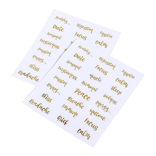 DOITOOL 5 Blätter Aufkleber für Ätherische Öle Selbstklebende Etiketten zur Kennzeichnung von Flaschen mit Goldener zur Dekoration und Identifikation von DOITOOL