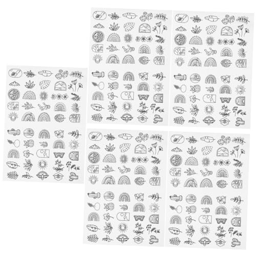 DOITOOL 5 Blätter Wasserlöslicher Stick und Nähstabilisator Selbstklebendes Waschbares Stickpapier für Diy Projekte mit Vorbedruckten Mustern für Designs von DOITOOL