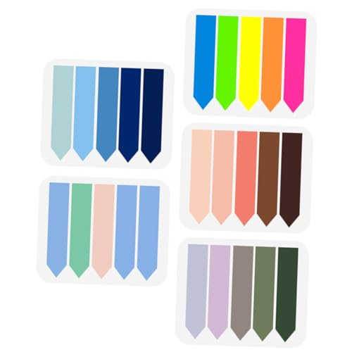 DOITOOL 5 Packungen Bunte Haftmarker Selbstklebende Notizen für Bücher Büro und Schule Pet Material Leuchtenden Farben Markieren und Organisieren von DOITOOL