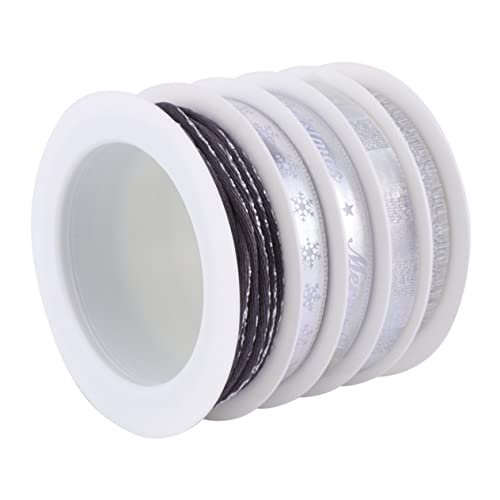DOITOOL 5 Rollen Dekorband ribbons ribbon band Geschenkverpackungsband hochzeitsringe christmas ribbon breites Weihnachtsband Weihnachten Bänder zum Basteln dekoratives Band Stoff Silver von DOITOOL