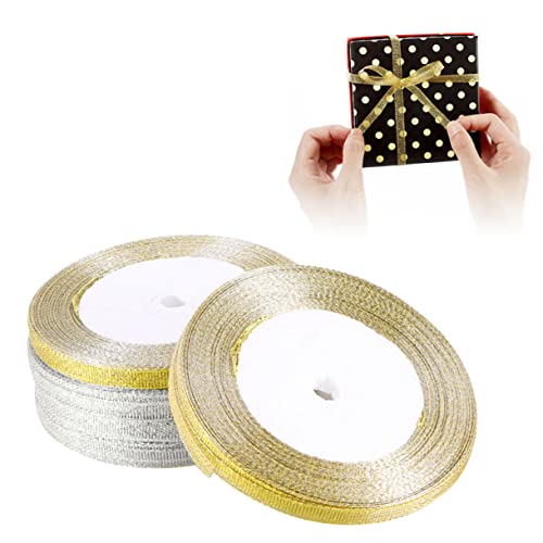 DOITOOL 5 Rollen Glitzernde Geschenkband Ribbons Silber À Yards für Kreative DIY Bastelprojekte Geschenkverpackungen Hochzeiten und Partys Langlebiges Material Funkelnde Dekoration von DOITOOL