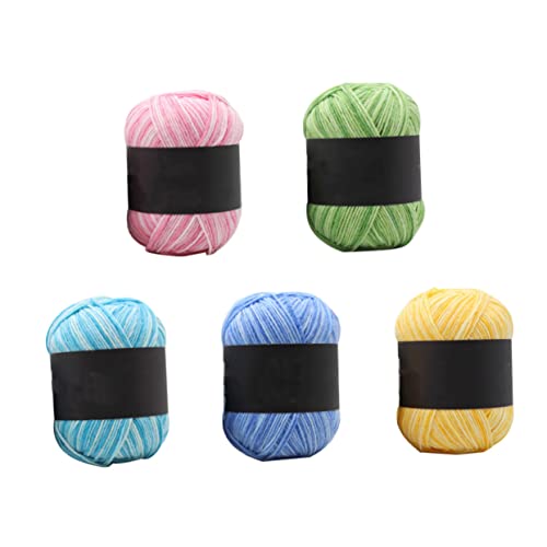 DOITOOL 5 Rollen Mehrfarbiges Gradient Baumwollgarn Fädig für Häkeln und Stricken für Babydecken Kleidung und Kreative Projekte Weich und Langlebig von DOITOOL