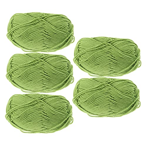 DOITOOL 5 Rollen Milch-Baumwoll-Garn Garn zum Stricken bunt Plüschgarn Baumwollgarn dünn bastel materialien baumwoll string textilgarn Strickgarn Baumwollkordel weben Baumwolle Green von DOITOOL