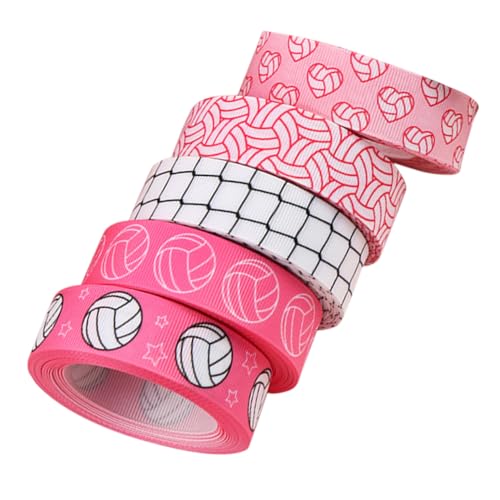 DOITOOL 5 Rollen Pinkes Volleyball Geschenkband für DIY Bastelprojekte Vielseitig Einsetzbar für Geburtstags und Schulfeiern Sportliches Dekorationsband für Team Events von DOITOOL