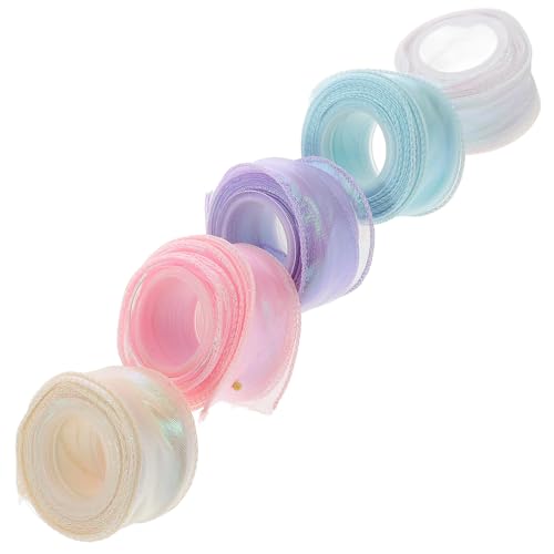 DOITOOL 5 Rollen Verpackung Band Spitzenband Chiffon Chiffon -band Satinband Gradient Organza-chiffonbänder Holografisches Band Farbe Bänder Rosa Schleife Basteln Schier Für Nylon DOITOOL 5 Rollen Verpackung Band Spitzenband Chiffon Chiffon -band Satinband Gradient Organza-chiffonbänder Holografisches Band Farbe Bänder Rosa Schleife Basteln Schier Für Nylon von DOITOOL