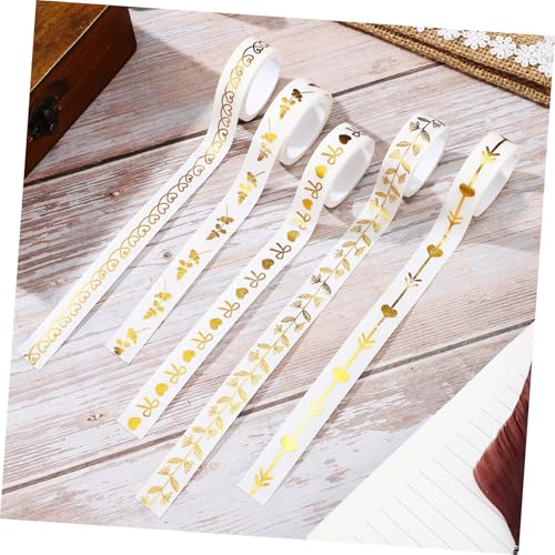 DOITOOL 5 Rollen Washi Tape mit Bronzing Optik Dekoratives Klebeband aus Hochwertigem Papier Reißfestes Scrapbooking Tape für DIY Bastelarbeiten Journal Tagebuch und Notizbuch Starke von DOITOOL