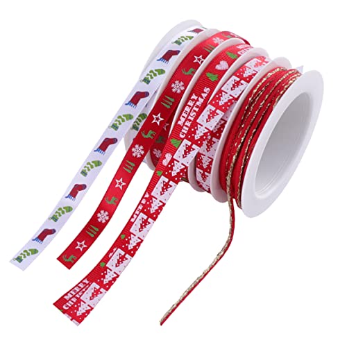DOITOOL 5 Rollen Weihnachts bedrucktes Band Bastelbänder weihnachtsdrahtband Dekorationsband Gegenwärtig Party weihnachten geschenkband ribbons Feiertagsband dünn Band für Blumen Stoff rot DOITOOL 5 Rollen Weihnachts bedrucktes Band Bastelbänder weihnachtsdrahtband Dekorationsband Gegenwärtig Party weihnachten geschenkband ribbons Feiertagsband dünn Band für Blumen Stoff rot von DOITOOL