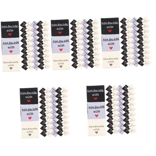 DOITOOL 5 Sätze Dekorative Kleidung Etiketten Handgemachte Nählabels Für Diy Projekte Gelb Weiß Und Schwarz Für Bekleidung Taschen Und Handarbeiten 150 Stück * 5 von DOITOOL