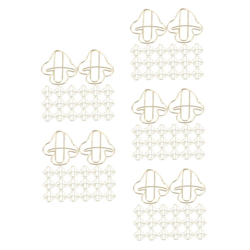 DOITOOL 5 Sätze Goldene Büroklammer Clips Süße Büroklammern Pilzklammern Kreative Büroklammern Pilz-bürobedarf Papierclip Büroklammern Und Heftklammern Papierklammern Eisen 20 Stück * 5 von DOITOOL
