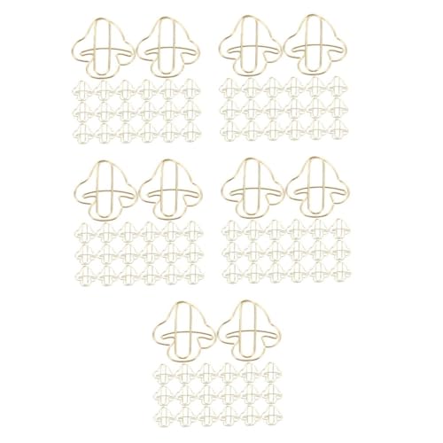 DOITOOL 5 Sätze Goldene Büroklammer Office-lesezeichen Dekorative Clips Aktenklammern Bürobedarf Büroalbum-clips Dekorative Büroklammern Pilzklammern Lustige Papierclips Eisen 20 Stück * 5 von DOITOOL