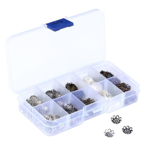 DOITOOL 5 Sätze Herzform Blumenperlen Kappen Metallperlen Kappen Für Schmuckherstellung Armband Und Halskette Diy Bastelmaterial Mixed Colors 600 Stück * 5 von DOITOOL