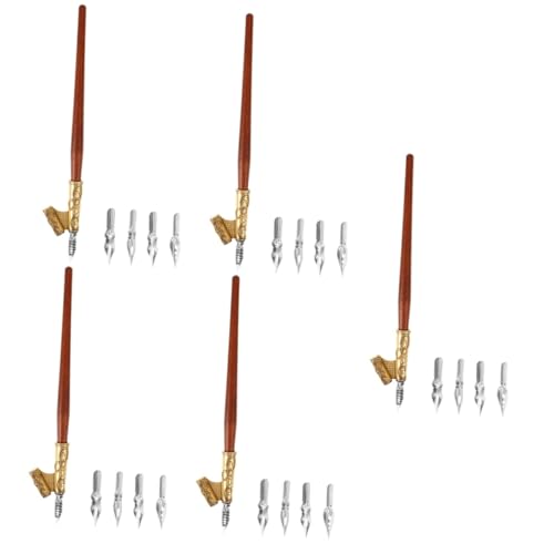 DOITOOL 5 Sätze Kalligraphie Pen Aus Massivem Holz Kalligraphie Für Zeichnung Stiftnibs Kalligrafiestifte Zum Schreiben Ausgefallener Stift Kalligraphie-füllfederhalter Dip Stift Holz von DOITOOL