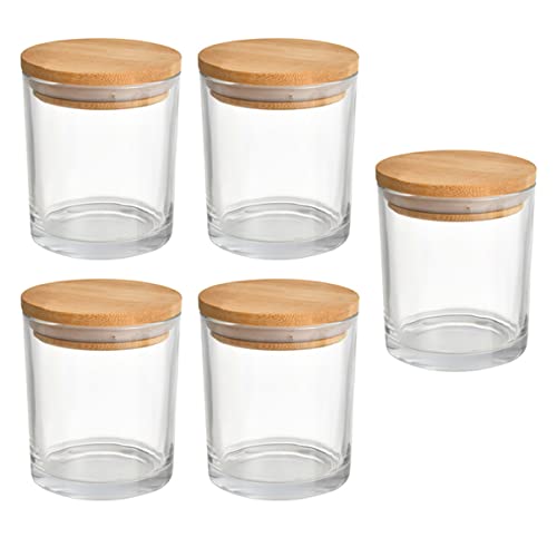 DOITOOL 5 Sätze Kerzengläser mit Bambusdeckel Teiliges für DIY Kerzenherstellung Luftdicht für Wohnzimmertisch und Dekoration Vielseitig Einsetzbar für Kerzen und Kosmetik von DOITOOL