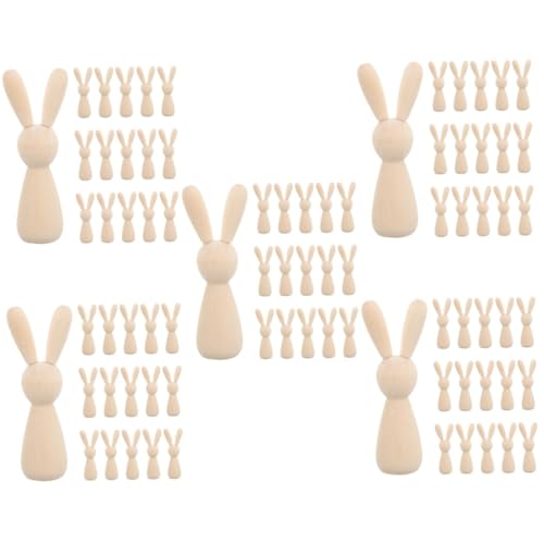 DOITOOL 5 Sätze Teiliges Diy Holzkaninchen Unlackierte Figuren Für Tischdekoration Für Bastelprojekte Und Osterfeiern Leicht Zu Bemalen Gestalten 16 Stück * 5 von DOITOOL