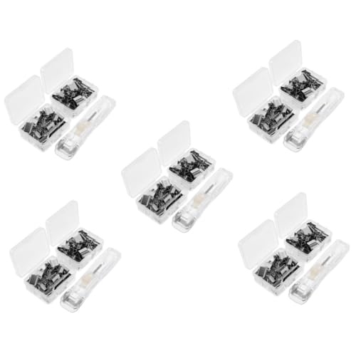 DOITOOL 5 Sätze Wiederverwendbarer Hefter mit Clipspender Transparenter Push Clip und Nachfüll Clips Büro und Schulbedarf für Dokumentenorganisation und Reise von DOITOOL