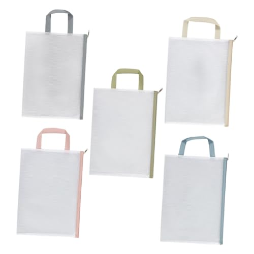 DOITOOL 5 Stück Aktenhalter zip beutel dokumententasche Aktentasche aus Mesh Dokumentdatei -Reißverschlussordner Organisieren Sie Dokumentbeutel Papiertüte mit Reißverschluss Polyestertuch von DOITOOL