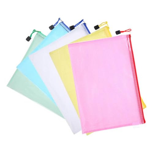DOITOOL 5 Stück Dokumententaschen aus PVC mit Reißverschluss Wasser und Ölbeständige Kunststoff Hüllen Bunte Transparente File Organizer zur Aufbewahrung von Papieren Quittungen und DOITOOL 5 Stück Dokumententaschen aus PVC mit Reißverschluss Wasser und Ölbeständige Kunststoff Hüllen Bunte Transparente File Organizer zur Aufbewahrung von Papieren Quittungen und von DOITOOL
