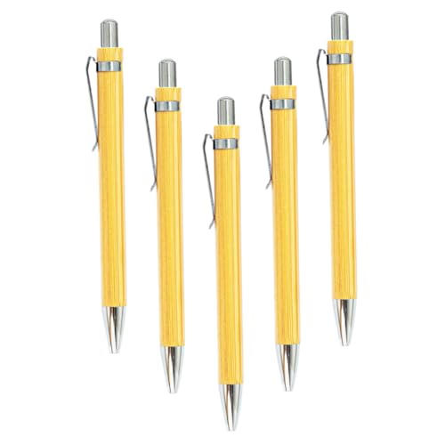 DOITOOL 5 Stück Drücken Sie den Stift Kugelschreiber Stifte Masse Stifte löschen Uni Personalisierte Stifte Empfangsstift Schreibwaren Stifte einzigartige Stifte kurze Stifte Bambus von DOITOOL