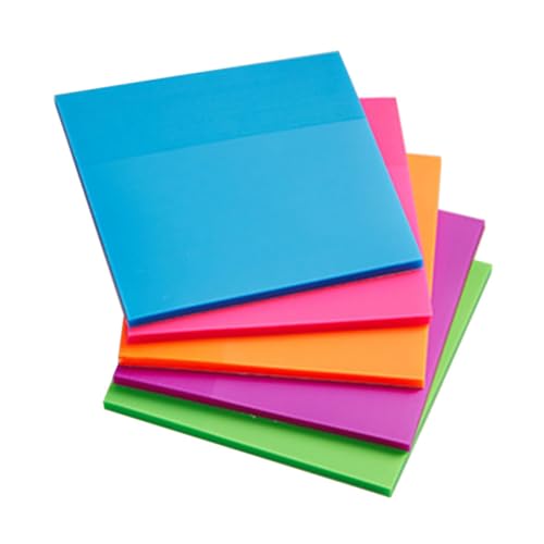 DOITOOL 5 Stück Farbige Haftnotizen Durchsichtige Pet Notizblätter für Büro und Zuhause Selbstklebende Memo Sticker Farben Leicht und Tragbar für Notizen und Erinnerungen von DOITOOL