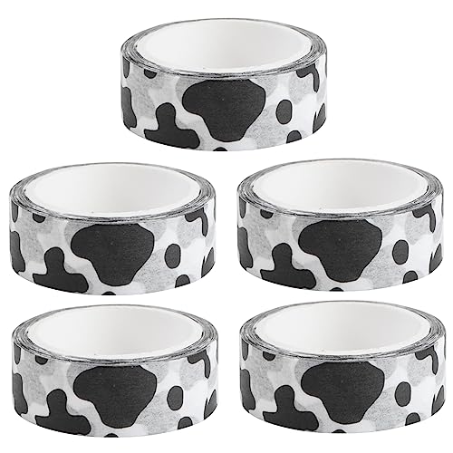 DOITOOL 5 Stück Kuhmarkierungsband Streifen Dekoratives Abdeckband Sammelalbum Wickelband Geschenkverpackungsaufkleber Klebrig Material Dekoratives Klebeband Weiß Papier von DOITOOL