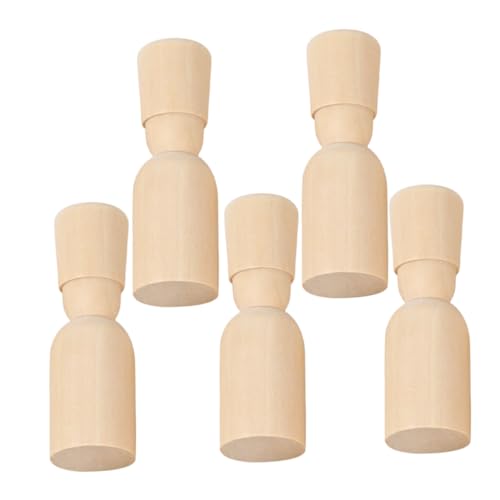 DOITOOL 5 Stück Log Farbe Kleiner Holzmann Puppenbauset Malen Selber Machen Holzpuppe Holzspielzeugschmuck Holzfiguren Zum Bemalen Leute Pfeifen Puppen Aus Holz Holzleute Beige von DOITOOL